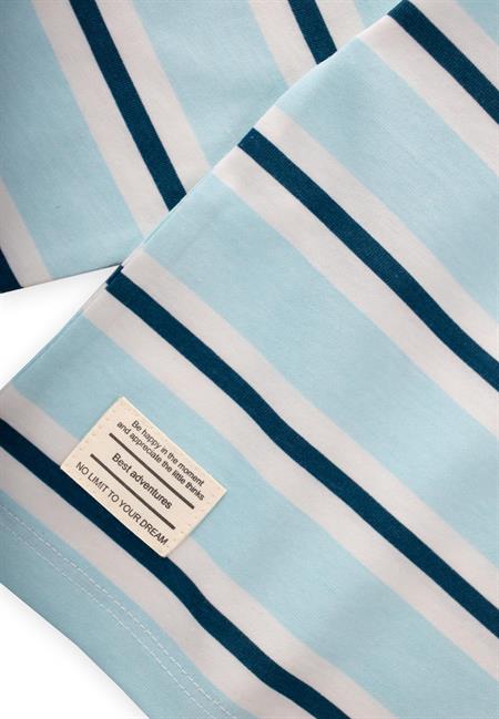 Çizgili Uzun Kollu T-Shırt Takım 2-12 Yaş Turkuaz Lacivert Çizgili