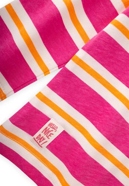 Çizgili Uzun Kollu T-Shırt Takım 2-12 Yaş Fuşya Turuncu Çizgili