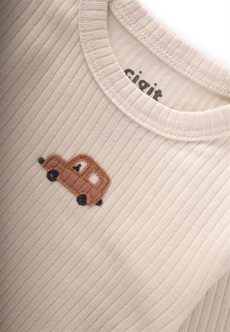 Araba Nakışli Zıbın Takım 0-3 Yaş Açık Bej