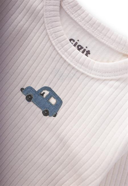 Araba Nakışli Zıbın Takım 0-3 Yaş Kırık Beyaz