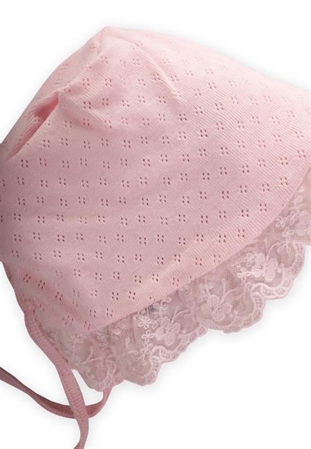 Fistolu Bağlamalı Bebek Şapka 0-1 Yaş Pembe