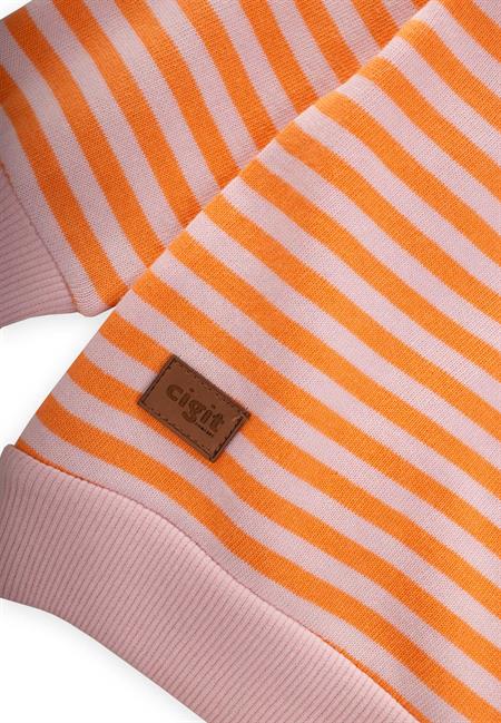 Çizgili Triko Sweatshırt 0-4 Yaş PUDRA ŞEFTALİ