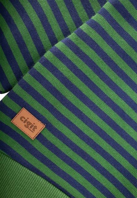 Çizgili Triko Sweatshirt 0-4 Yaş Haki Lacivert