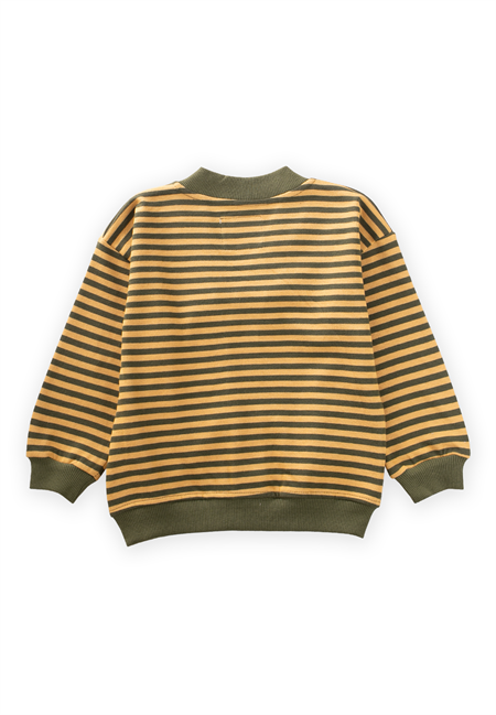 Çizgili Triko Hırka 0-4 Yaş Hardal Haki