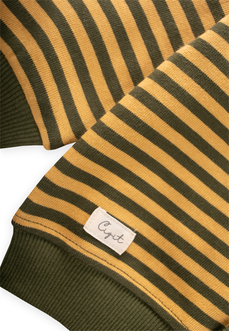 Çizgili Triko Hırka 0-4 Yaş Hardal Haki