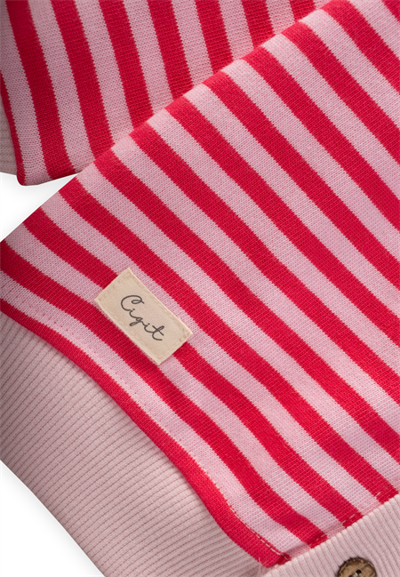 Çizgili Triko Hırka 0-4 Yaş PUDRA MERCAN