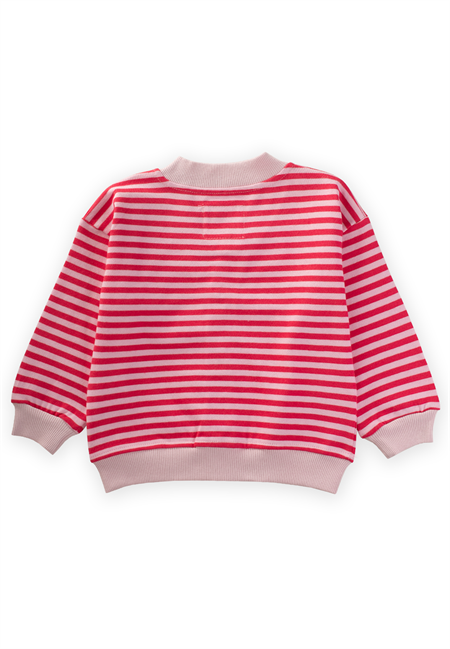 Çizgili Triko Hırka 0-4 Yaş PUDRA MERCAN