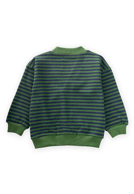 Çizgili Triko Hırka 0-4 Yaş Haki Lacivert