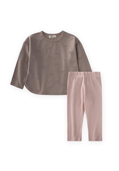 Uzun Kollu T-Shırt Takım 1-7 Yaş Vizon