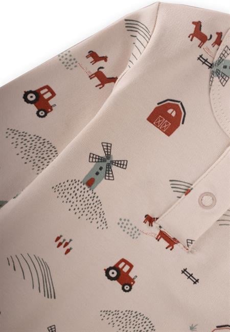 Çiftlik Desenli Zıbın Takım 0-3 Yaş Bej