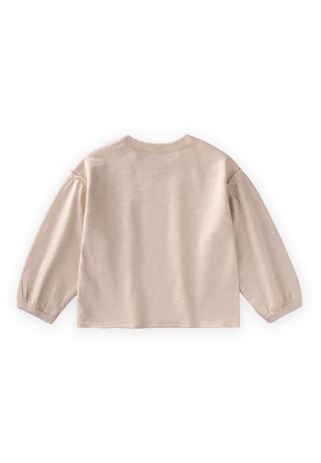 Fırçalı Rustik Uzun Kollu T-Shırt 1-7 Yaş Ekru