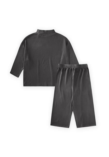 Yumuşak Dökümlü Oversize Bambu Takım 3-10 Yaş HAKİ YEŞİL