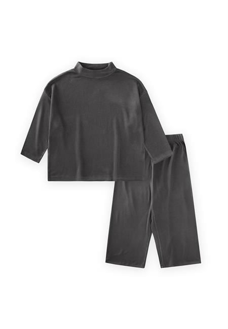 Yumuşak Dökümlü Oversize Bambu Takım 3-10 Yaş HAKİ YEŞİL