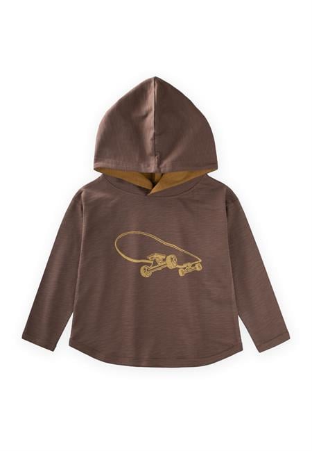 Kapşonlu Uzun Kollu T-Shırt 2-10 Yaş VİZON