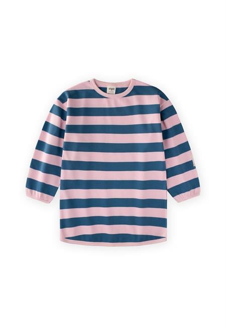 Triko Çizgili Tunik 4-12 Yaş Pudra Mavi Çizgili