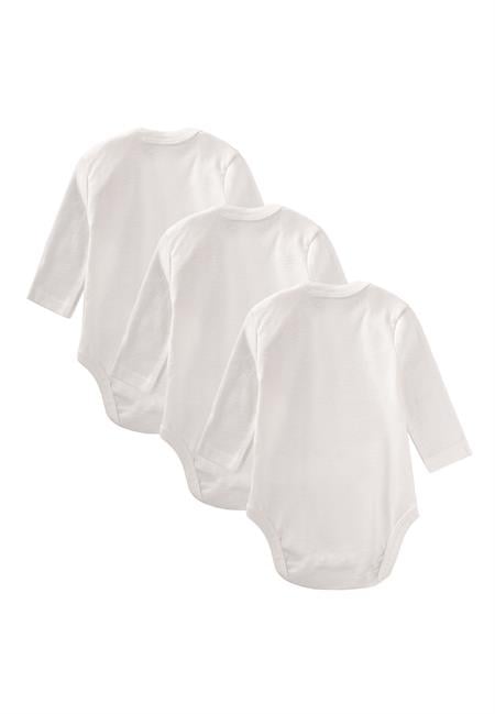 Üçlü Uzun Kol Zıbın 0-3 Yaş Beyaz