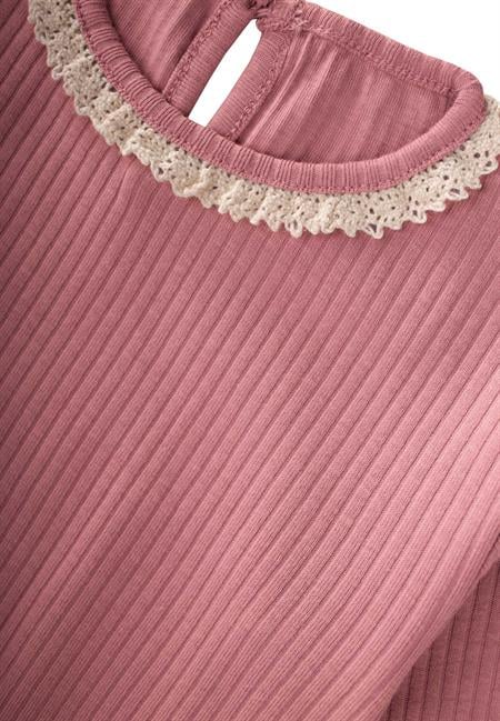 Dantelli Uzun Kollu Mevsimlik Takım 0-3 Yaş Yavruağzı