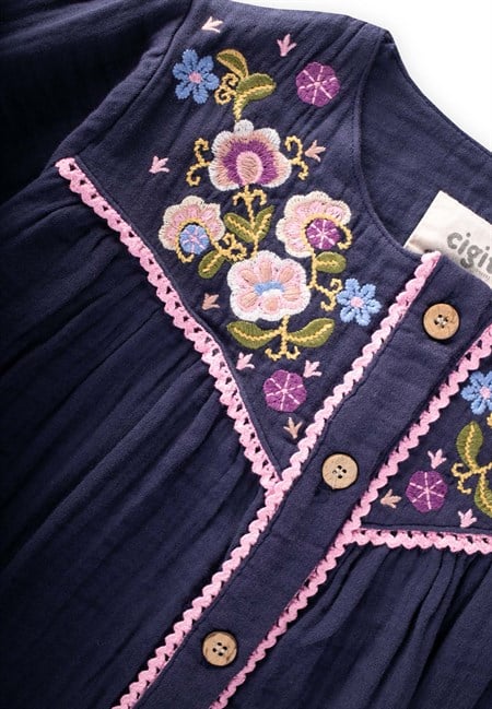 Müslin Elbise 2-10 Yaş Lacivert