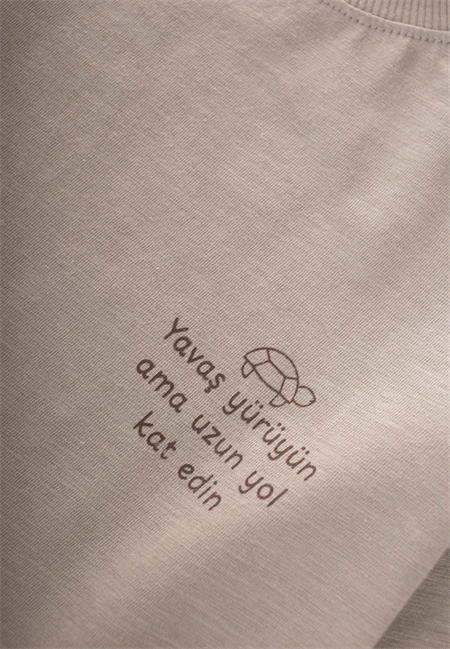 Sloganlı Uzun Kollu T-Shirt 2-10 Yaş S VİZON