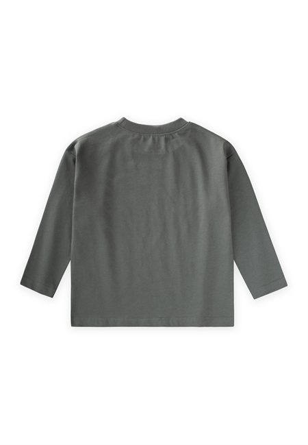 Sloganlı Uzun Kollu T-Shirt 2-10 Yaş Haki Yeşil