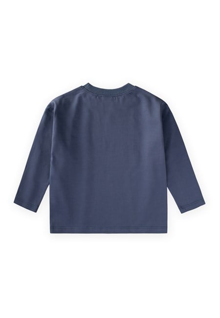 Sloganlı Uzun Kollu T-Shirt 2-10 Yaş İndigo Mavi