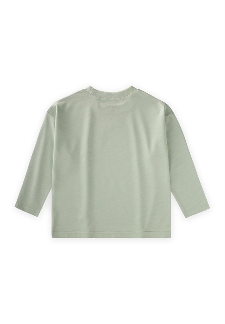 Sloganlı Uzun Kollu T-Shirt 2-10 Yaş SU YEŞİLİ