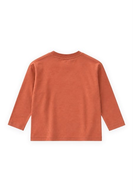 Sloganlı Uzun Kollu T-Shirt 2-10 Yaş Oranj