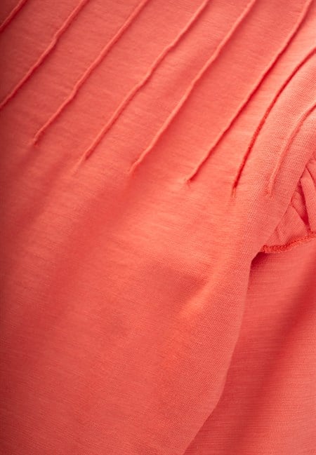 Nervür Detaylı T-Shirt Takım 2-8 Yaş Mercan