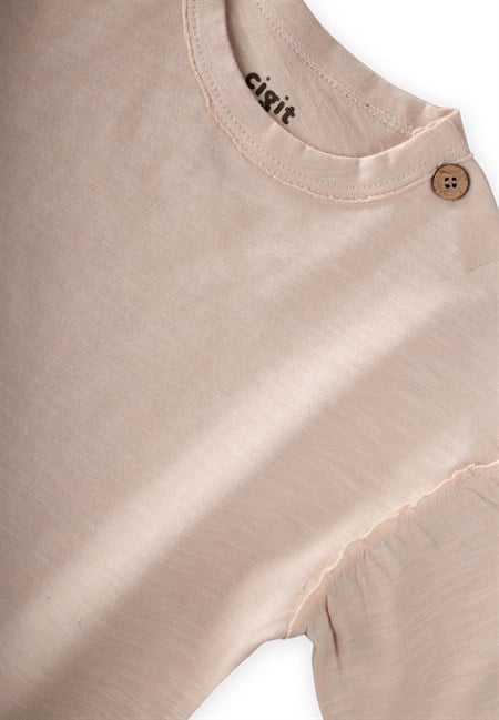 Uzun Kollu T-Shirt Takım 2-7 Yaş Ekru