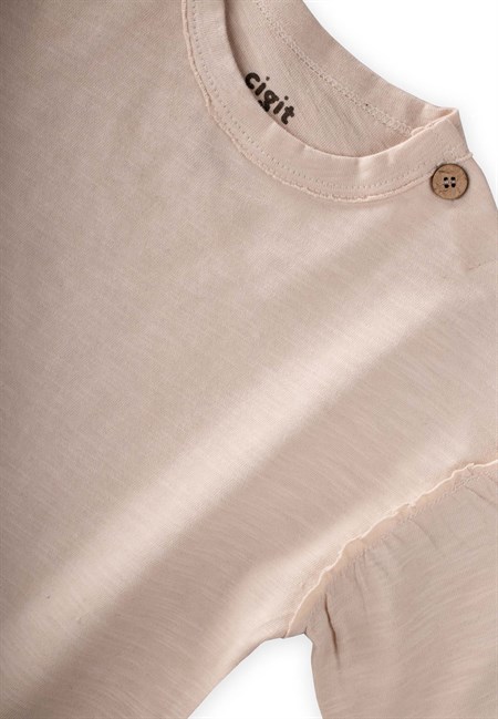 Kadife Pantolonlu T-Shirt Takım 1-7 Yaş Ekru