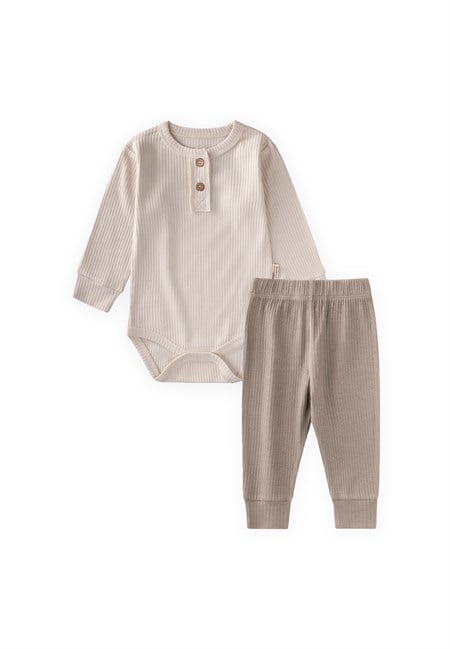 Basic Mevsimlik Zıbın Takım 0-3 Yaş Açık Bej Vizon