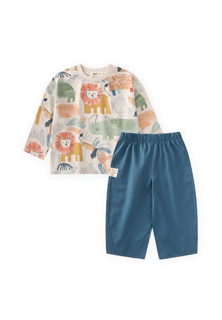 Oversize T-Shirt Takım 1-7 Yaş Bej