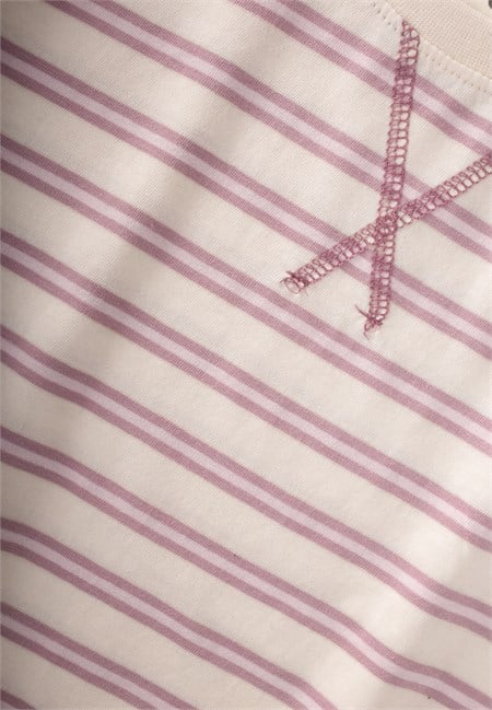 Oversize Mevsimlik Geniş Kesim Pantolon Takım 2-10 Leylak Çizgili
