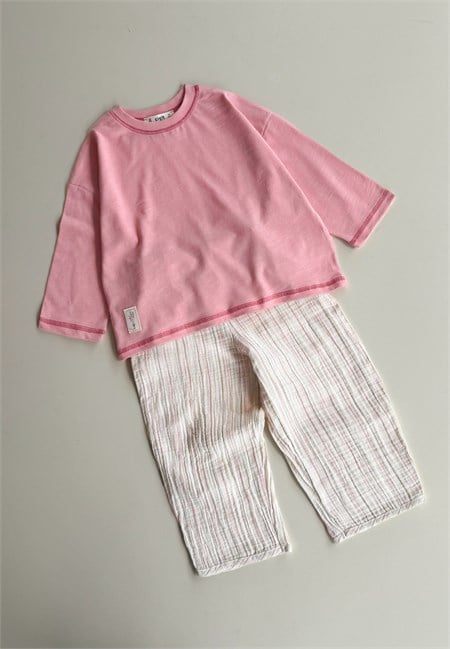 Oversize Pantolon Takım 2-10 Yaş Pembe