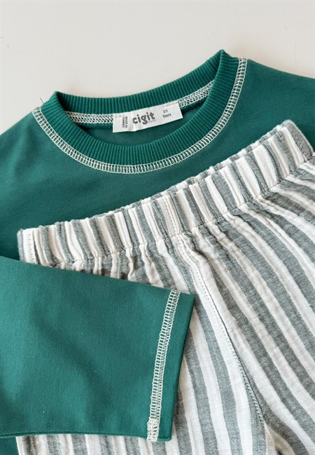 Oversize Pantolon Takım 2-10 Yaş YEŞİL KLN ÇİZG