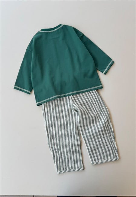 Oversize Pantolon Takım 2-10 Yaş YEŞİL KLN ÇİZG