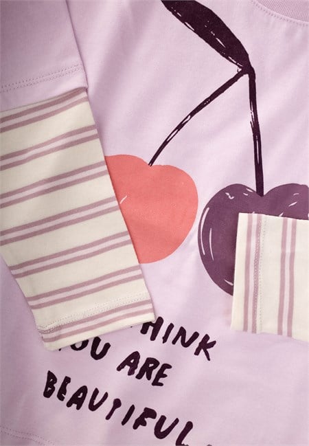 Desenli T-Shirt 2-10 Yaş Lila