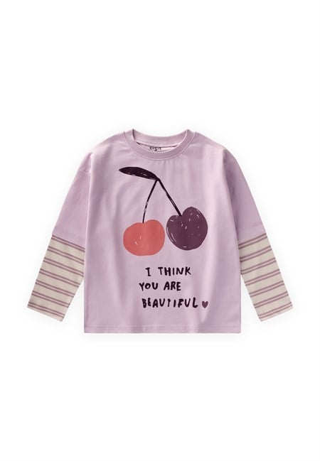 Desenli T-Shirt 2-10 Yaş Lila