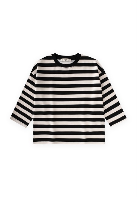 Oversize  Mevsimlik T-Shirt 2-10 Yaş SİYAH ÇİZGİLİ