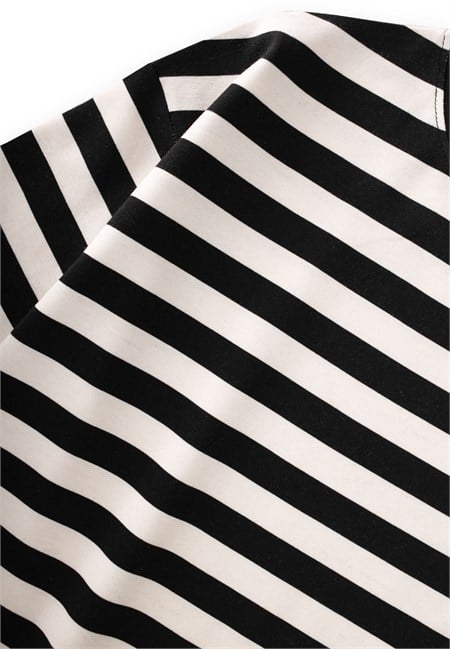 Oversize  Mevsimlik T-Shirt 2-10 Yaş SİYAH ÇİZGİLİ