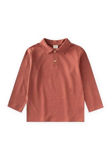 Polo Yaka Uzun Kollu T-Shirt 5-12 Yaş KİREMİT