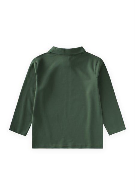 Polo Yaka Uzun Kollu T-Shirt 5-12 Yaş HAKİ YEŞİL