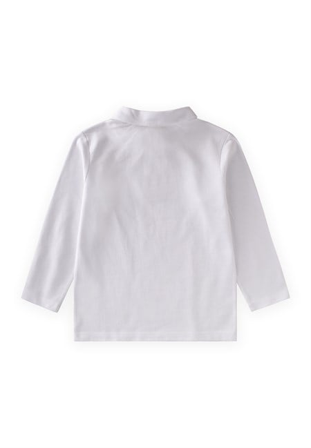 Polo Yaka Uzun Kollu T-Shirt 5-12 Yaş KIRIK BEYAZ