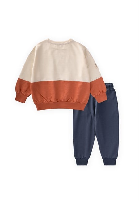 Garnili Sweatshirt Takım 2-8 Yaş Ekru Lacivert