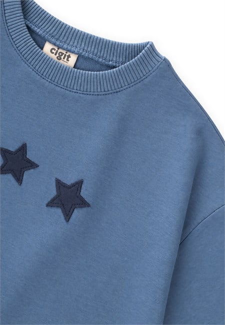 Mevsimlik Sweatshirt 1-7 Yaş İndigo Mavi