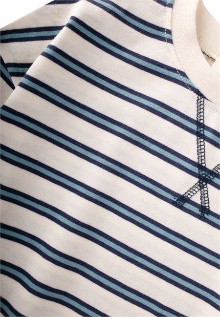 Oversize Mevsimlik Geniş Kesim Pantolon Takım 2-7 Yaş Lacivert Çizgili