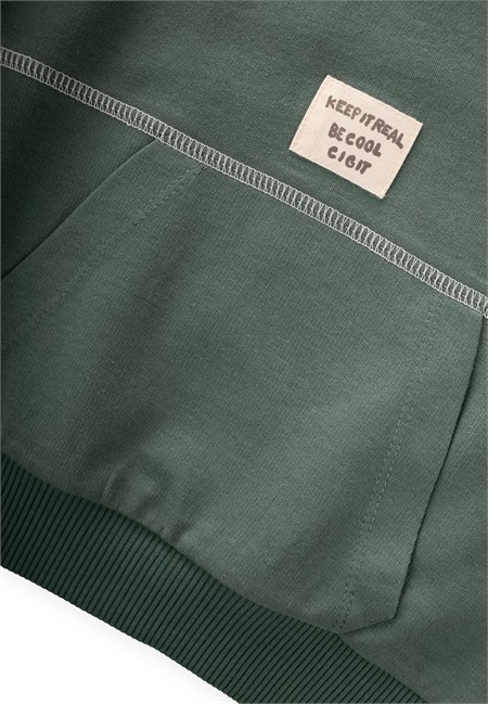 Karyoka Detaylı Oversize Sweatshirt 2-8 Yaş HAKİ YEŞİL