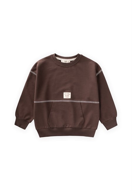 Karyoka Detaylı Oversize Sweatshirt 2-8 Yaş KAHVERENGİ