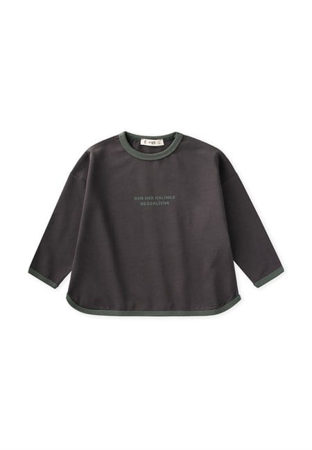 Geniş Kesim Mevsimlik Uzun Kollu T-Shirt 2-8 Yaş ANTRASİT