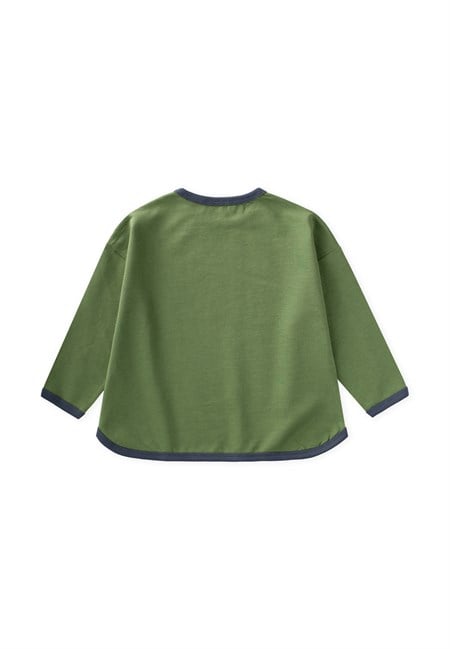Geniş Kesim Mevsimlik Uzun Kollu T-Shirt 2-8 Yaş Yağ Yeşili